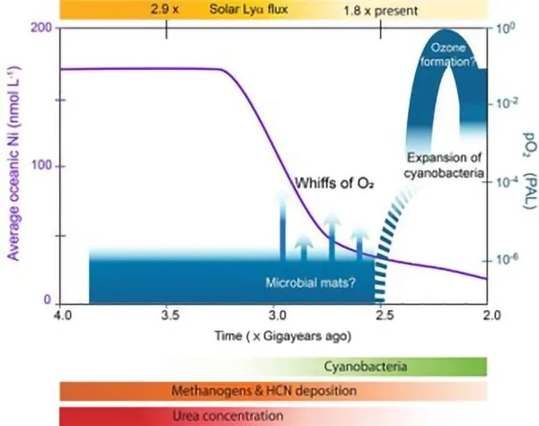 نیکل، اوره و مسیر به رویداد بزرگ اکسیداسیون