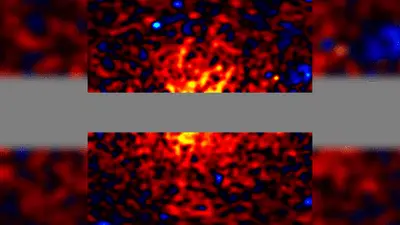نقشهٔ شدت پرتوهای گاما در حدود ۱۰۰ درجه اطراف مرکز کهکشانی، با مسدود کردن صفحهٔ کهکشانی و حذف اجزای غیرهاله.