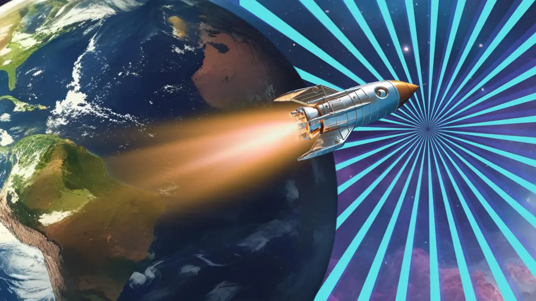 تصویری از یک سفینه موشکی که در آستانه برخورد با پرتوهای کیهانی است