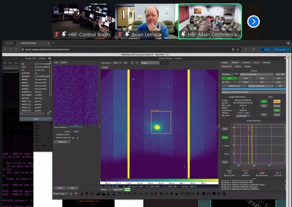 یک اسکرینشات از سیستم تصویربرداری بهکار رفته توسط رصدخانه Gemini North در هاوایی برای مشاهدهٔ شهابنشان بینستارهای 3I/ATLAS.